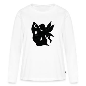 Mondnacht Fee Silhouette - Frauen Premium Bio Langarmshirt - Weiß - Vorne - Julia (174cm)
