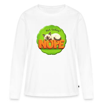 Chat Je n’en ai pas envie - pas aujourd’hui - T-shirt manches longues Premium bio Femme - blanc - Devant - Julia (174cm)