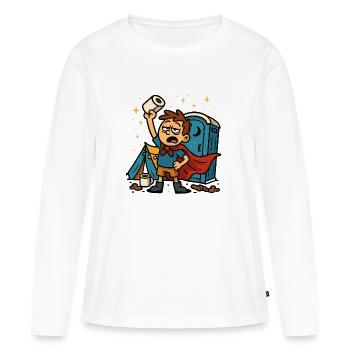 Papier toilette Festival Toilet Hero WC Lutte quotidienne - T-shirt manches longues Premium bio Femme - blanc - Devant - Julia (174cm)