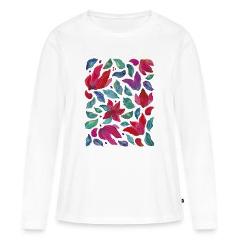 Lebendige Blumen - Frauen Premium Bio Langarmshirt - Weiß - Vorne - Julia (174cm)