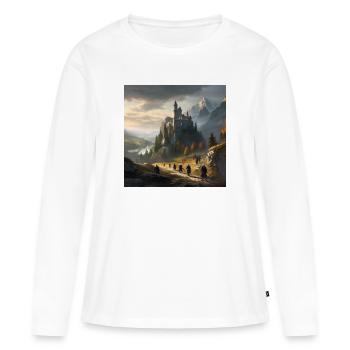 Intégration du château avec Fantasy Place - T-shirt manches longues Premium bio Femme - blanc - Devant - Julia (174cm)