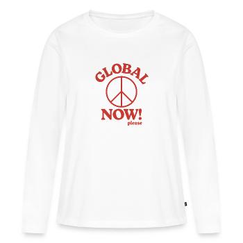 Friede - Frauen Premium Bio Langarmshirt - Weiß - Vorne - Julia (174cm)