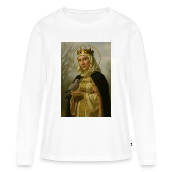 Sainte Olga de Kiev avec colombe et couronne - T-shirt manches longues Premium bio Femme - blanc - Devant - Julia (174cm)