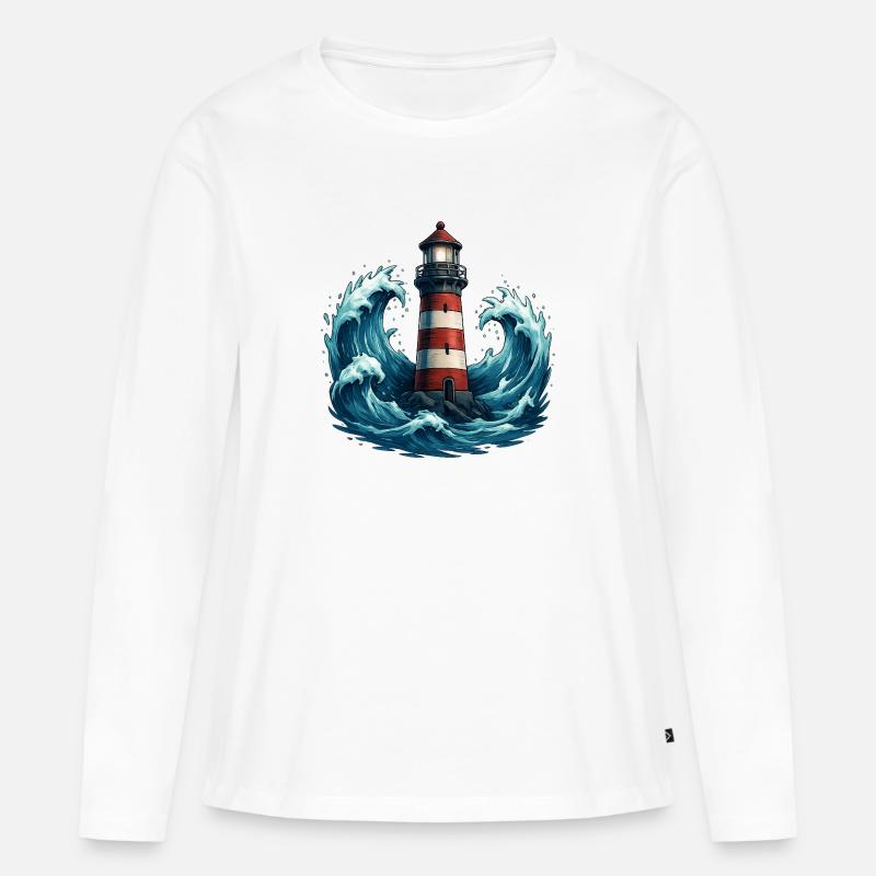 Leuchtturm - Frauen Premium Bio Langarmshirt - Weiß