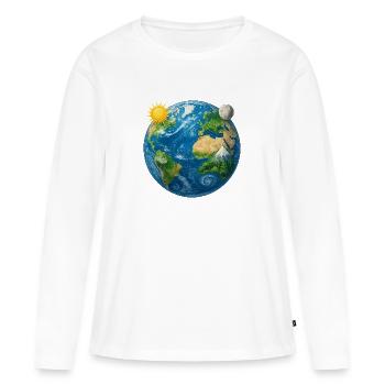Terre - Terre - Planète Terre Univers - T-shirt manches longues Premium bio Femme - blanc - Devant - Julia (174cm)
