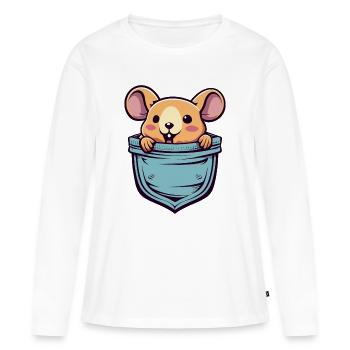 Hamster Pocket Cadeau pour Passionnés d’Animaux - T-shirt manches longues Premium bio Femme - blanc - Devant - Julia (174cm)