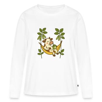 Le soja est bon, le moo meilleur - T-shirt manches longues Premium bio Femme - blanc - Devant - Julia (174cm)