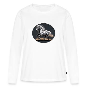 Elegant Silver Trotting Tinker Stallion - Women's Premium Organic Long Sleeve Shirt - white - Front - Julia (174cm)
