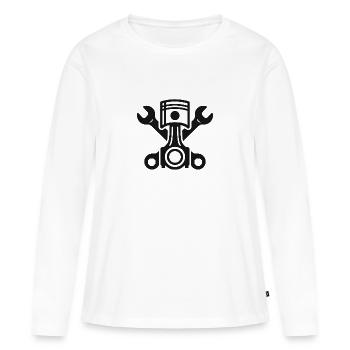 Piston and Wrench Art - Women's Premium Organic Long Sleeve Shirt - white - Front - Julia (174cm)