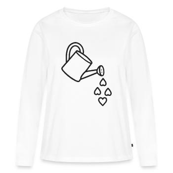 Jardin d'Amour arrosé - T-shirt manches longues Premium bio Femme - blanc - Devant - Julia (174cm)