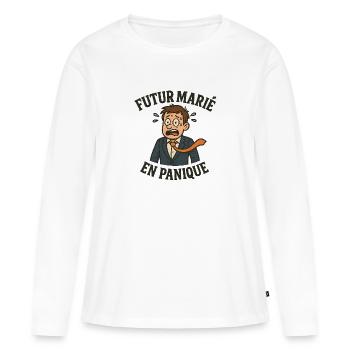 Futur marié en panique - T-shirt manches longues Premium bio Femme - blanc - Devant - Julia (174cm)