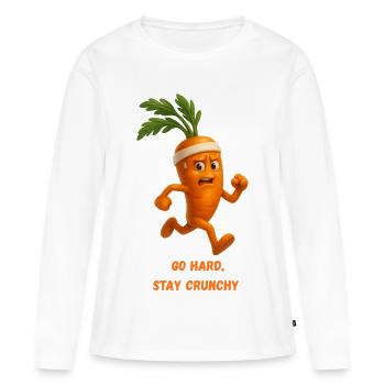 CarottesGo Hard Reste Croquante Caricature - T-shirt manches longues Premium bio Femme - blanc - Devant - Julia (174cm)