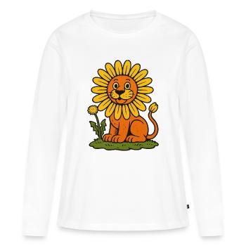 Lion crinière de tournesol - T-shirt manches longues Premium bio Femme - blanc - Devant - Julia (174cm)