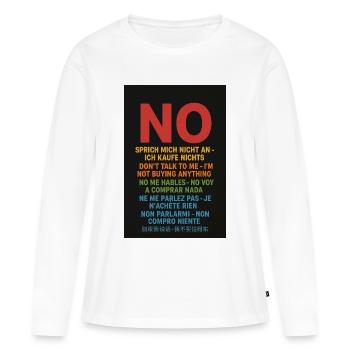 Pas de mot, pas d’achat – Protestation multilingue - T-shirt manches longues Premium bio Femme - blanc - Devant - Julia (174cm)