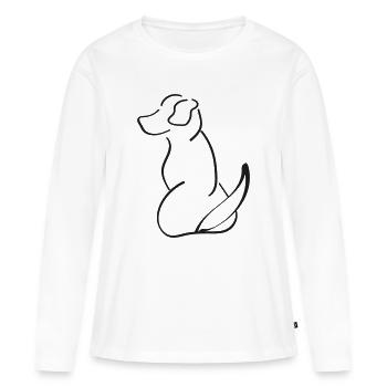Contour chien-chien contour Silhouette minimale - T-shirt manches longues Premium bio Femme - blanc - Devant - Julia (174cm)