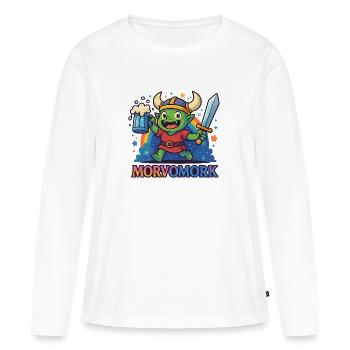 Gobelin Viking Héros amusant - T-shirt manches longues Premium bio Femme - blanc - Devant - Julia (174cm)