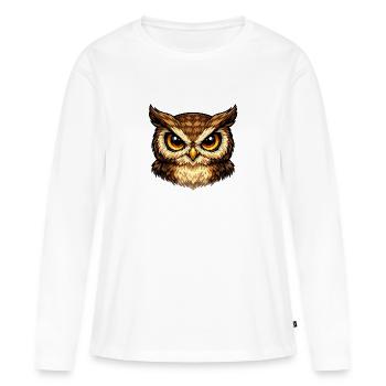 Hibou féroce nocturne - T-shirt manches longues Premium bio Femme - blanc - Devant - Julia (174cm)