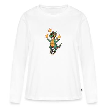 Fire-Blower on Unicycle - Women's Premium Organic Long Sleeve Shirt - white - Front - Julia (174cm)