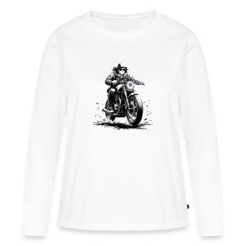 Teenager on modern café racer - Women's Premium Organic Long Sleeve Shirt - white - Front - Julia (174cm)