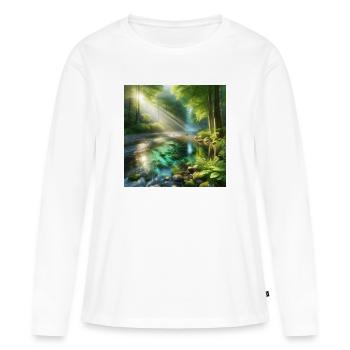 Sunshine in a forest stream - Women's Premium Organic Long Sleeve Shirt - white - Front - Julia (174cm)