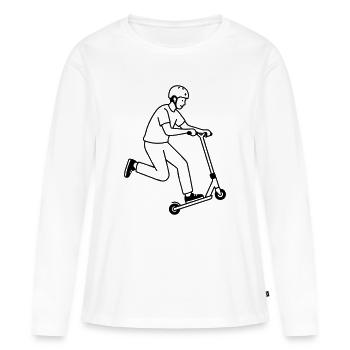 Trottinette cascade - T-shirt manches longues Premium bio Femme - blanc - Devant - Julia (174cm)