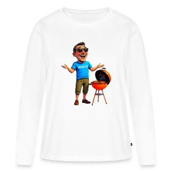 Invitation au barbecue - T-shirt manches longues Premium bio Femme - blanc - Devant - Julia (174cm)