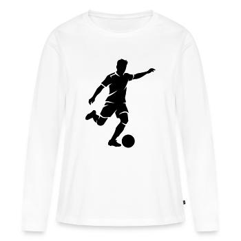 Soccer Player Silhouette Soccer Striker - Women's Premium Organic Long Sleeve Shirt - white - Front - Julia (174cm)