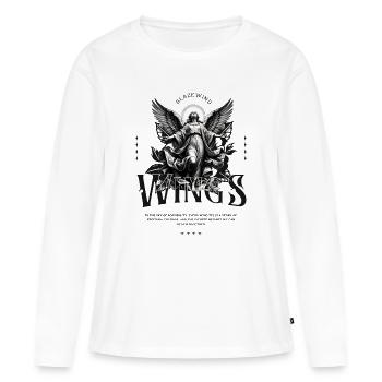 Black Angel Wings Gothique - T-shirt manches longues Premium bio Femme - blanc - Devant - Julia (174cm)