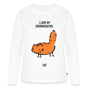 Lustiges, lustiges Bild einer dicken roten Katze - Frauen Premium Bio Langarmshirt - Weiß - Vorne - Julia (174cm)