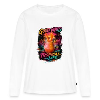 Ambiances tropicales positives - T-shirt manches longues Premium bio Femme - blanc - Devant - Julia (174cm)