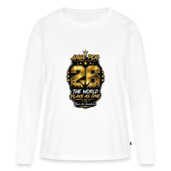 26 The World Plays Together - Women's Premium Organic Long Sleeve Shirt - white - Front - Julia (174cm)