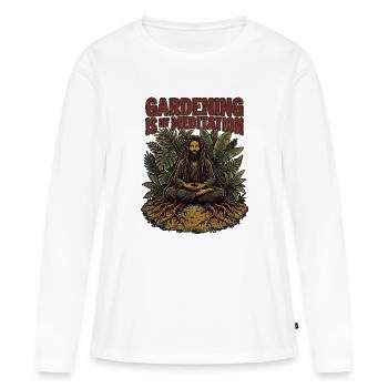 Jardinage des racines - T-shirt manches longues Premium bio Femme - blanc - Devant - Julia (174cm)