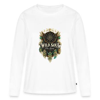 Attrape-rêves de l’âme sauvage Esprit libre - T-shirt manches longues Premium bio Femme - blanc - Devant - Julia (174cm)