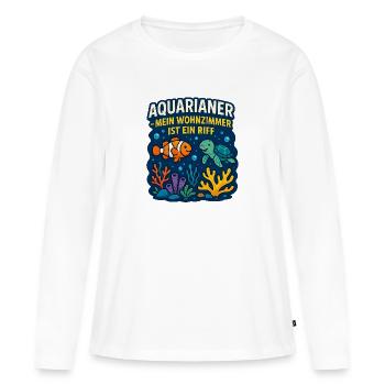 Aquarianer Wohnzimmerriff - Frauen Premium Bio Langarmshirt - Weiß - Vorne - Julia (174cm)