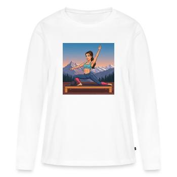 Collection de dessins animés GIDAGI Fitness - T-shirt manches longues Premium bio Femme - blanc - Devant - Julia (174cm)