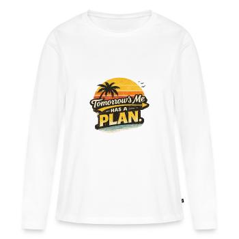 Planifier Demain, c’est moi - T-shirt manches longues Premium bio Femme - blanc - Devant - Julia (174cm)