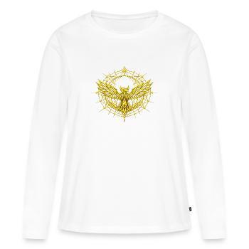 Phoenix Totem Metatron Doré  - T-shirt manches longues Premium bio Femme - blanc - Devant - Julia (174cm)