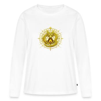 Dragon Totem Metatron Doré  - T-shirt manches longues Premium bio Femme - blanc - Devant - Julia (174cm)