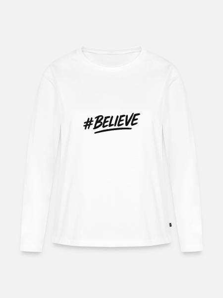Believe Bold Brush Script - Frauen Premium Bio Langarmshirt - Weiß