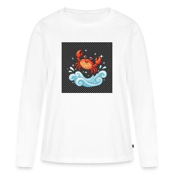 Le crabe surfe à travers les vagues - T-shirt manches longues Premium bio Femme - blanc - Devant - Julia (174cm)