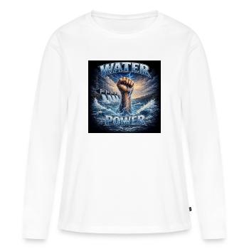 Pouvoir de l’eau : Poing de Fer Orageux - T-shirt manches longues Premium bio Femme - blanc - Devant - Julia (174cm)