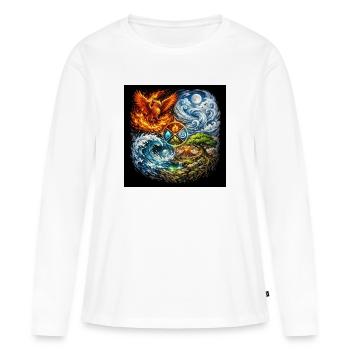 Cycle élémentaire Feu Eau Terre Air - T-shirt manches longues Premium bio Femme - blanc - Devant - Julia (174cm)