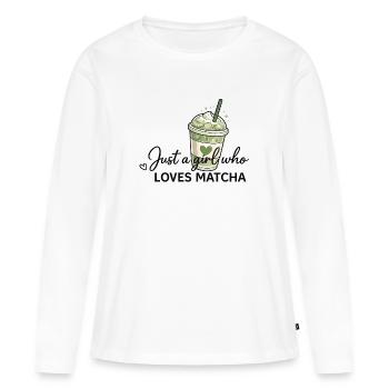 Une seule fille aime le matcha - T-shirt manches longues Premium bio Femme - blanc - Devant - Julia (174cm)