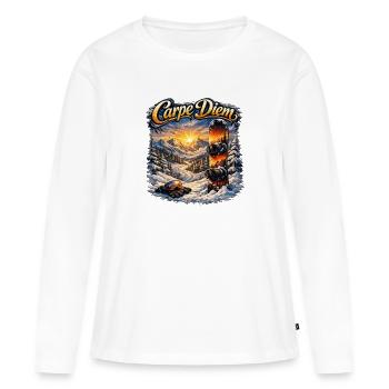 Carpe Diem Wintersport Szene - Frauen Premium Bio Langarmshirt - Weiß - Vorne - Julia (174cm)