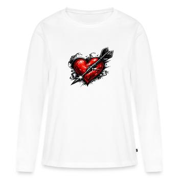 Cœur avec flèche dans le style tatoué - T-shirt manches longues Premium bio Femme - blanc - Devant - Julia (174cm)