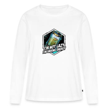 J’économise de l’énergie – motif - T-shirt manches longues Premium bio Femme - blanc - Devant - Julia (174cm)
