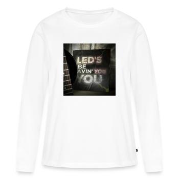 LEDS BE AVIN YOU par Mark Noone - T-shirt manches longues Premium bio Femme - blanc - Devant - Julia (174cm)