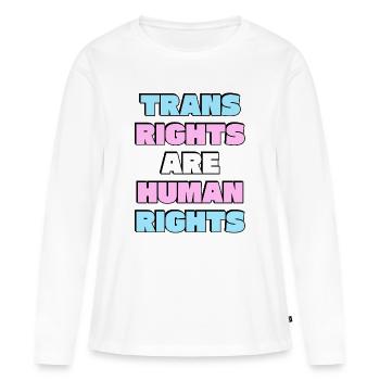 Les droits des personnes trans sont des droits humains - T-shirt manches longues Premium bio Femme - blanc - Devant - Julia (174cm)