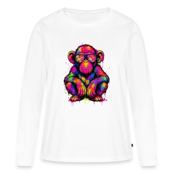 Neonaffen-Graffiti mit Dollarzeichen - Frauen Premium Bio Langarmshirt - Weiß - Vorne - Julia (174cm)