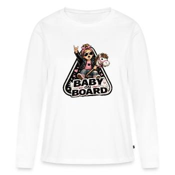 Baby on Board Rocker Stil - Frauen Premium Bio Langarmshirt - Weiß - Vorne - Julia (174cm)